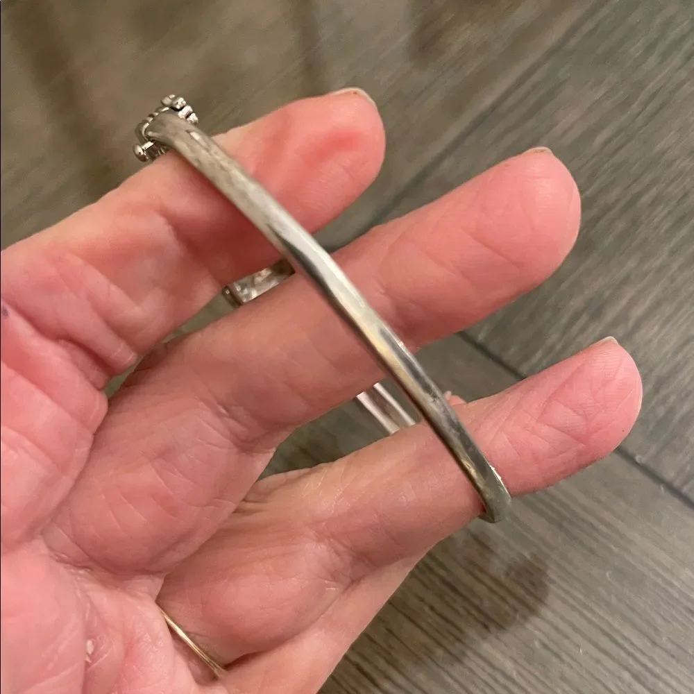 BR SUN Silver Plated Elegant Hinged Bangle Bracelet with Rose Gold Accents